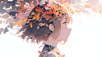 Anime Girl in Autumn: Floral, Anime, anime girl, girl, nature, illustration HD wallpaper