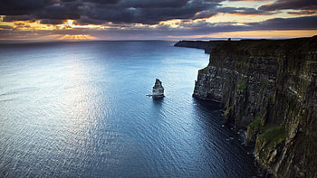 Aran Islands, Cliffs of Moher sunset HD wallpaper