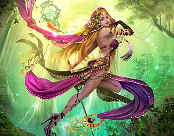 Fantasy Girl, colorful, Jewelry, magical, Blonde, Orb, Fantasy, woman HD wallpaper