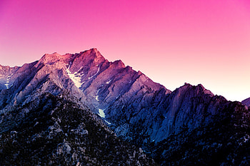 Pink sunset, nature, sky, mountains, skyline HD wallpaper