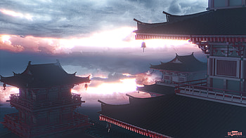 Temples by 塞戮尔, Japan, temple, heaven, cloud, fantasy HD wallpaper