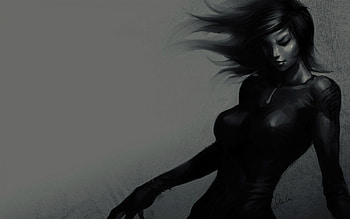 Stunning Goth, gothic, babe, black, brunette HD wallpaper