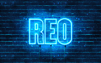 Happy Birtay Reo, , blue neon lights, Reo name, creative, Reo Happy Birtay, Reo Birtay, popular japanese male names, with Reo name, Reo HD wallpaper
