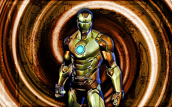 Gold Foil Iron Man, brown grunge background, Fortnite, vortex, Fortnite characters, Gold Foil Iron Man Skin, Fortnite Battle Royale, Gold Foil Iron Man Fortnite HD wallpaper