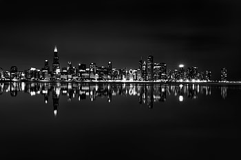 Black and White Chicago skyline, High resolution Chicago skyline HD wallpaper