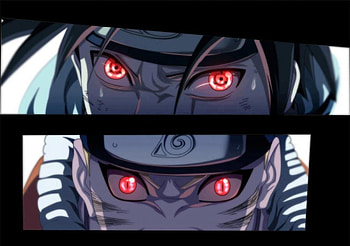 Sasuke & Naruto, sasuke, headband, uzumaki naruto, eyes, red eyes, sharingan, anime, shinobi, naruto, naruto uzumaki, uchiha sasuke, sasuke uchiha HD wallpaper