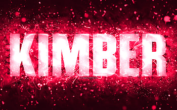 Happy Birtay Kimber, , pink neon lights, Kimber name, creative, Kimber Happy Birtay, Kimber Birtay, popular american female names, with Kimber name, Kimber HD wallpaper
