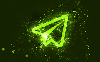 Telegram lime logo, , lime neon lights, creative, lime abstract background, Telegram logo, social network, Telegram HD wallpaper