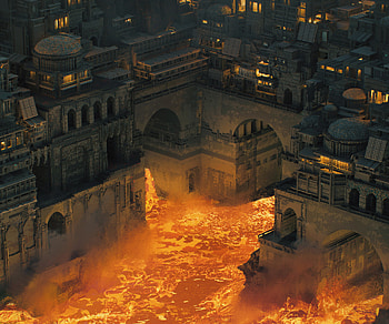 The Ember Pinnacle, fantasy, city, fantasy city HD wallpaper