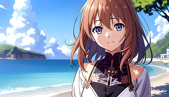 A girl on the beach, AI Art, Anime, girl, anime girl HD wallpaper