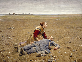 Hans Andersen Brendekilde - Worn Out (1889), death, artistic, painting HD wallpaper