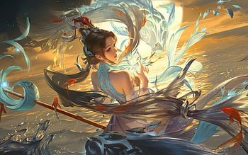Honor of Kings, sea, girl, fish, video game HD wallpaper