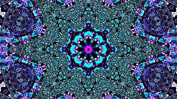 Blue Pink Star Fractal Pattern Shape Abstraction Abstract HD wallpaper