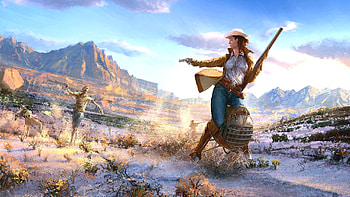 Pursuit, cowgirls, zombie, guns, hats HD wallpaper