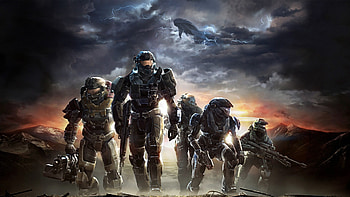 Preview halo, soldiers, sky, clouds, mountains HD wallpaper