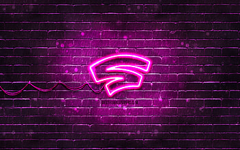Stadia purple logo, , purple brickwall, Stadia logo, brands, Stadia neon logo, Stadia HD wallpaper