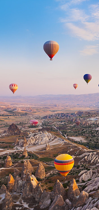 Vehicle: hot air balloon, Air travel, Aerial adventure, Floating transport HD phone wallpaper