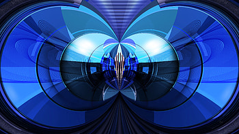 Blue Circles Pattern Reflection Abstraction Abstract HD wallpaper