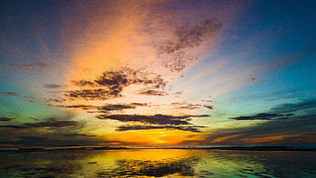 Landscape, Nature, Sunset, Sea, Clouds, Horizon HD wallpaper