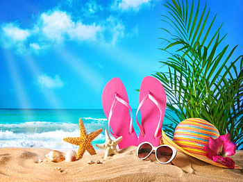 Beach vacation, Beach, Straw, Hat, Sunglasses HD wallpaper