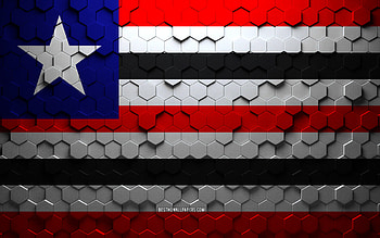 Flag of Maranhao, honeycomb art, Maranhao hexagons flag, Maranhao, 3d hexagons art, Maranhao flag HD wallpaper