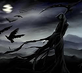The Grim Reaper and his Ravens~, full moon, grim, ravens, reaper, death HD wallpaper