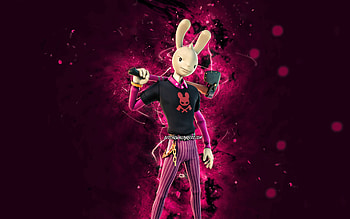Guggimon, , purple neon lights, Fortnite Battle Royale, Fortnite characters, Guggimon Skin, Fortnite, Guggimon Fortnite HD wallpaper