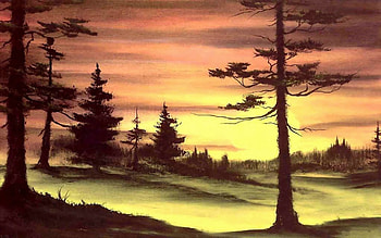 painting bob ross bob ross pattern nature sunset sun forest tree HD wallpaper