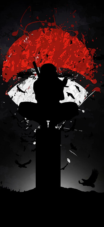 Itachi Uchiha , Naruto, AMOLED, Black Background, Minimal Art, Black Dark, Itachi HD phone wallpaper