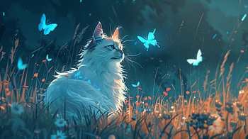 Pixel Cat, pixel art, cat, butterfly, AI Art HD wallpaper