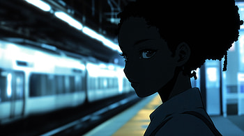 Striking Ultra of a Black Anime Girl, Anime, black anime girl, silhouette, train station, night, anime night HD wallpaper