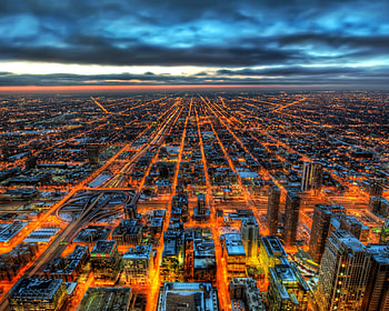 Chicago R, r, world, lights, night HD wallpaper