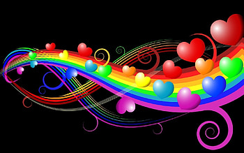 Background, Hearts, Love, Rainbow HD wallpaper
