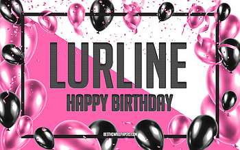 Happy Birtay Lurline, Birtay Balloons Background, Lurline, with names, Lurline Happy Birtay, Pink Balloons Birtay Background, greeting card, Lurline Birtay HD wallpaper