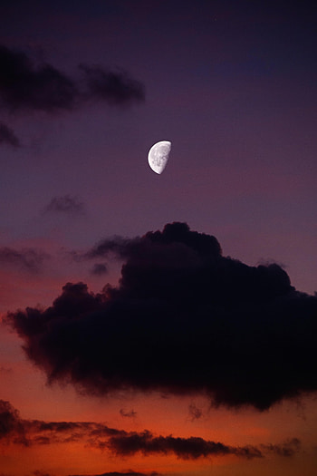 Nature, Sunset, Sky, Clouds, Moon, Full Moon HD phone wallpaper