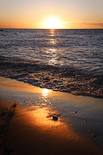 Nature, Water, Sunset, Sea, Sun, Horizon, Glare HD phone wallpaper