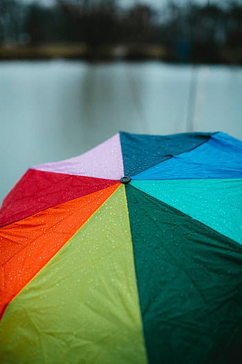 Rain, Drops, Miscellanea, Miscellaneous, Multicolored, Motley, Umbrella HD phone wallpaper