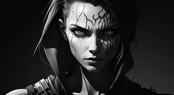 Elly, Black & White, fantasy, woman HD wallpaper