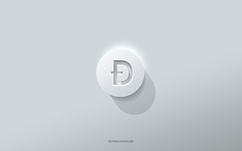 Dogecoin logo, white background, Dogecoin 3d logo, 3d art, Dogecoin, 3d Dogecoin emblem, creative art, Dogecoin emblem HD wallpaper
