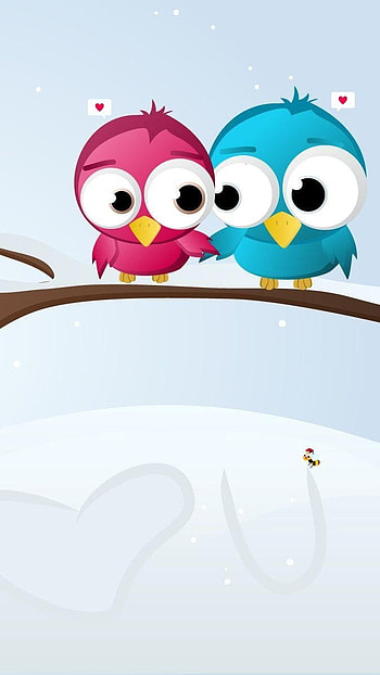 Love Birds, Cartoon, Painting HD phone wallpaper