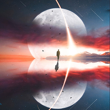 So Close To Universe, graphy, reflection, moon, hop HD phone wallpaper