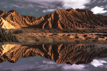 Badlands Reflection, badlands, nature, reflection, lake HD wallpaper