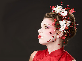 Garnish, beautiful, lady, red, lips, models, she, hair, look, female HD wallpaper