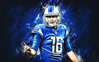 Jared Goff, Detroit Lions, NFL, American football, blue stone background, grunge art, National Football League HD wallpaper