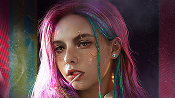 Pink Hair Girl Cyber, artist, artwork, artstation HD wallpaper