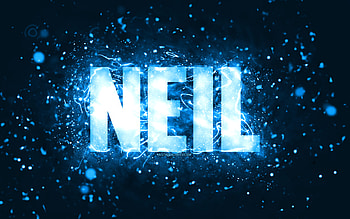 Happy Birtay Neil, , blue neon lights, Neil name, creative, Neil Happy Birtay, Neil Birtay, popular american male names, with Neil name, Neil HD wallpaper