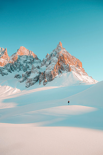 Landscape, Winter, Nature, Snow, Rocks, Human, Person HD phone wallpaper