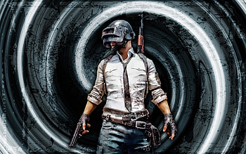 PlayerUnknowns Battlegrounds, blue grunge background, PUBG characters, main character, vortex, PlayerUnknowns Battlegrounds character HD wallpaper