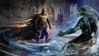 Batman VS Killer Croc Art, batman, artwork, deviantart, superheroes, digital-art HD wallpaper