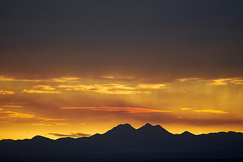 Landscape, Sunset, Mountains, Twilight, Dark, Dusk, Outlines HD wallpaper